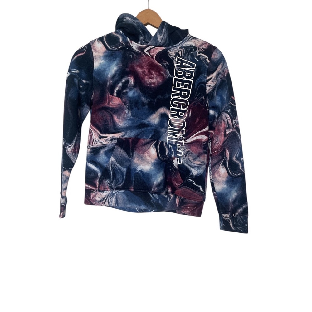 Abercrombie Kids Tie Dye Hoodie Sweatshirt Blue Pink Purple Graphic Print  13 14